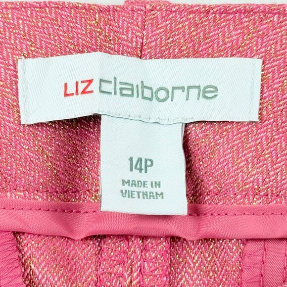 Liz Claiborne Women Frozen Berry Metallic Contoured Waistband Trouser Sz 14P NWT - Picture 6 of 11